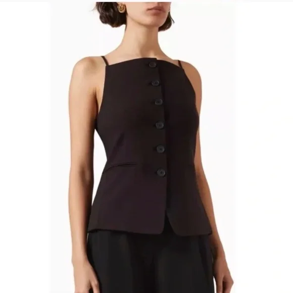 STAUD Una Top / Vest • Size S • Black • NWT (Extra Button Included) - Picture 2 of 10